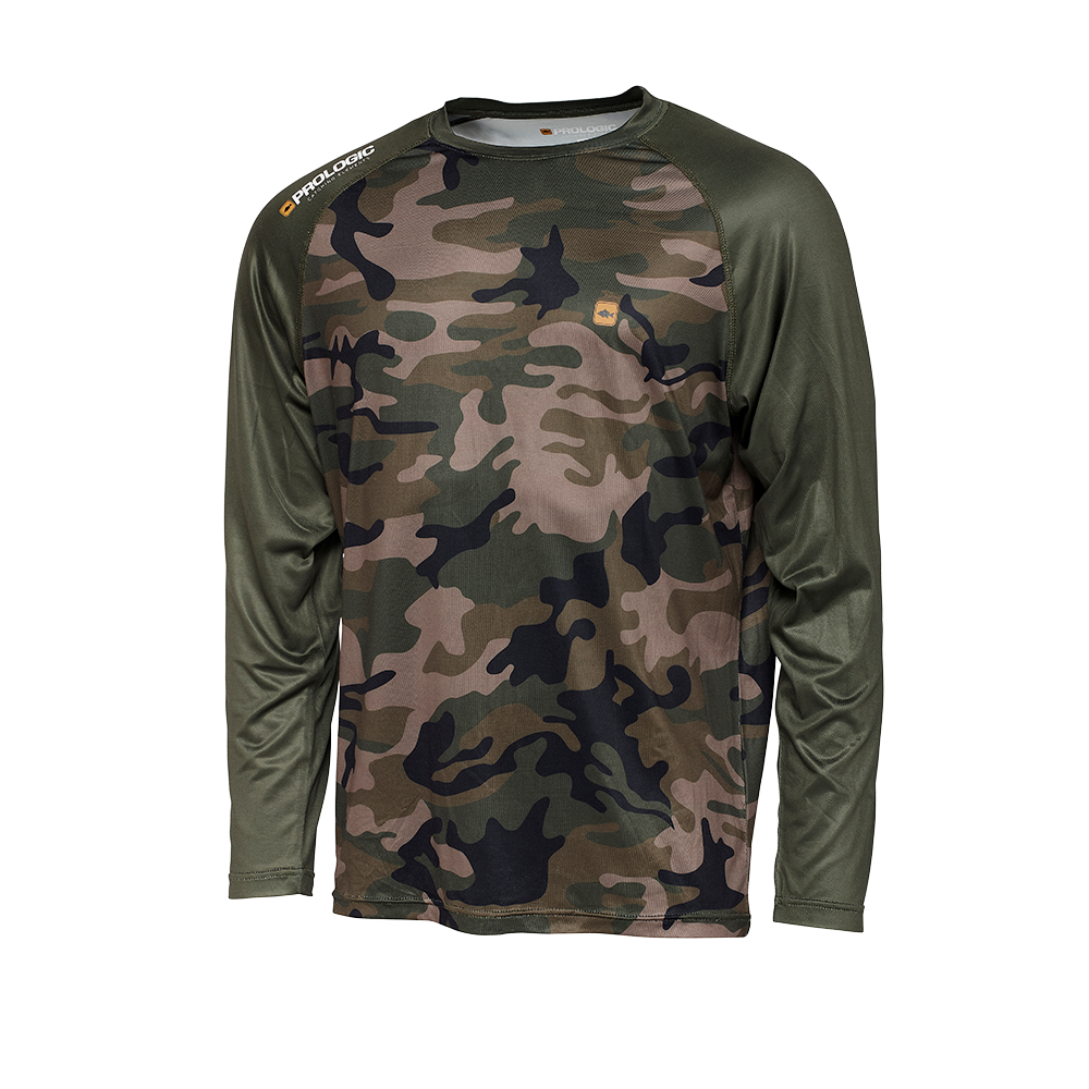 Camo Long Sleeve T-Shirt Fox Black Carp Fishing Clothing 